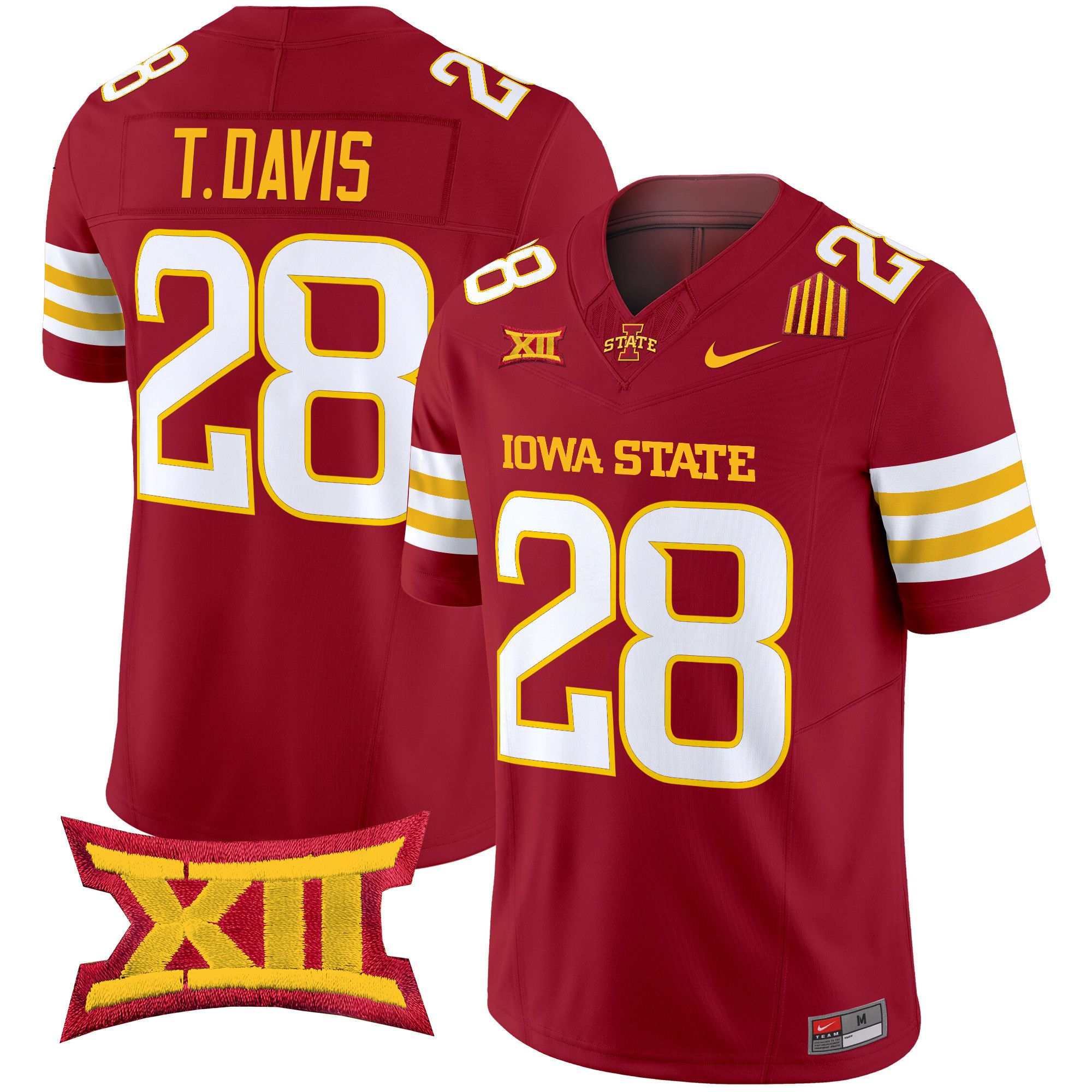 Men Iowa State Cyclones #28 T.Davis Red Nike 2024 Vapor Limited NCAA Jersey style 1